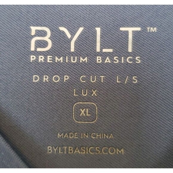 BYLT Premium Basics Lux T-Shirt Sz XL Drop Cut Long Sleeve Stretch Active Gray - Picture 4 of 16